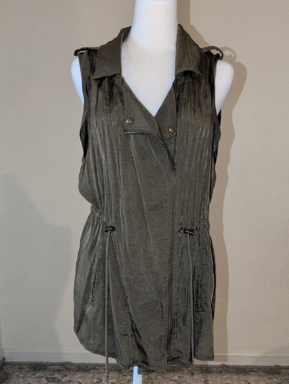 Charlotte Russe Olive Green Sleeveless Utility Vest